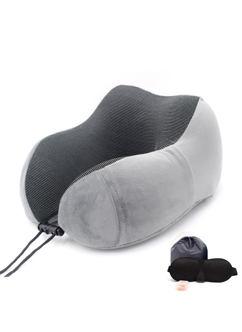 MORANO - Murano Travel Pillow, U Shape Memory Foam Pillow for Airplane and Car, Ergonomic Design Removable and Washable Invisible Zipper with Storage Bag Gift 3D Sleeping Mask - Image 1