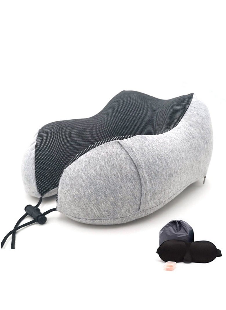 MORANO - Murano Travel Pillow, U Shape Memory Foam Pillow for Airplane and Car, Ergonomic Design Removable and Washable Invisible Zipper with Storage Bag Gift 3D Sleeping Mask - Image 1