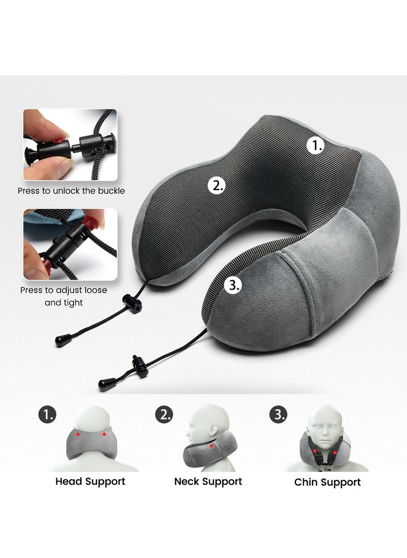MORANO - Murano Travel Pillow, U Shape Memory Foam Pillow for Airplane and Car, Ergonomic Design Removable and Washable Invisible Zipper with Storage Bag Gift 3D Sleeping Mask - Image 1