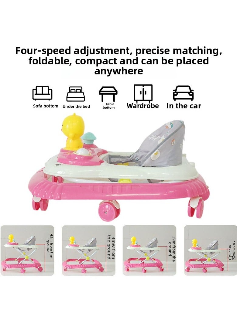 ORiTi Baby Walking Cart Multifunctional Anti Rollover Assistive Walking Cart With Music Foldable Learning Car Grey - Image 4