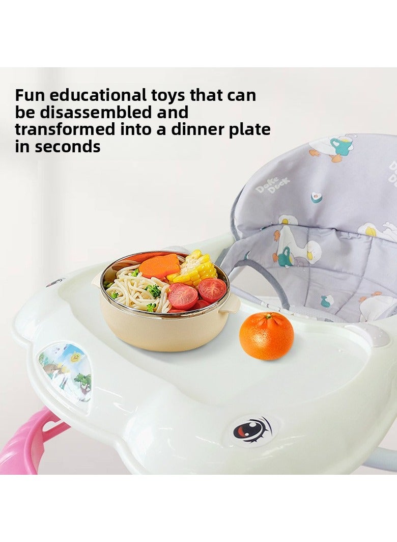 ORiTi Baby Walking Cart Multifunctional Anti Rollover Assistive Walking Cart With Music Foldable Learning Car Grey - Image 3