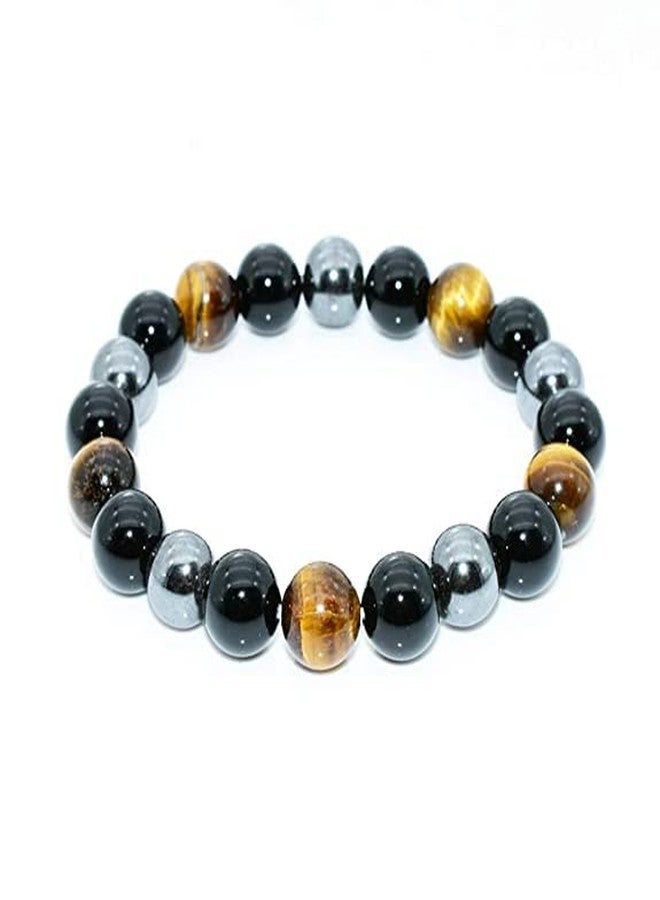 DEVAMA THE DIVINE Tiger Eye With Black Tourmaline & Hematite Stone Bracelet Crystal Healing Gemstone Bracelet Chakra Bracelet Jewelry for Men & Women, Color Multi, Bead Size 8 mm - Image 1