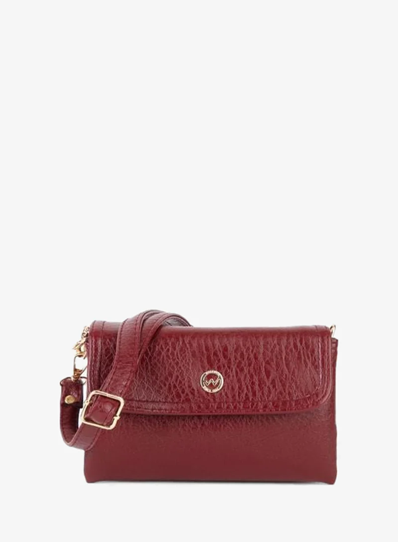 Women's Lilya Maroon Small Size 2-Compartment Zipper and Snap Closure Hand, Arm and Shoulder Bag.