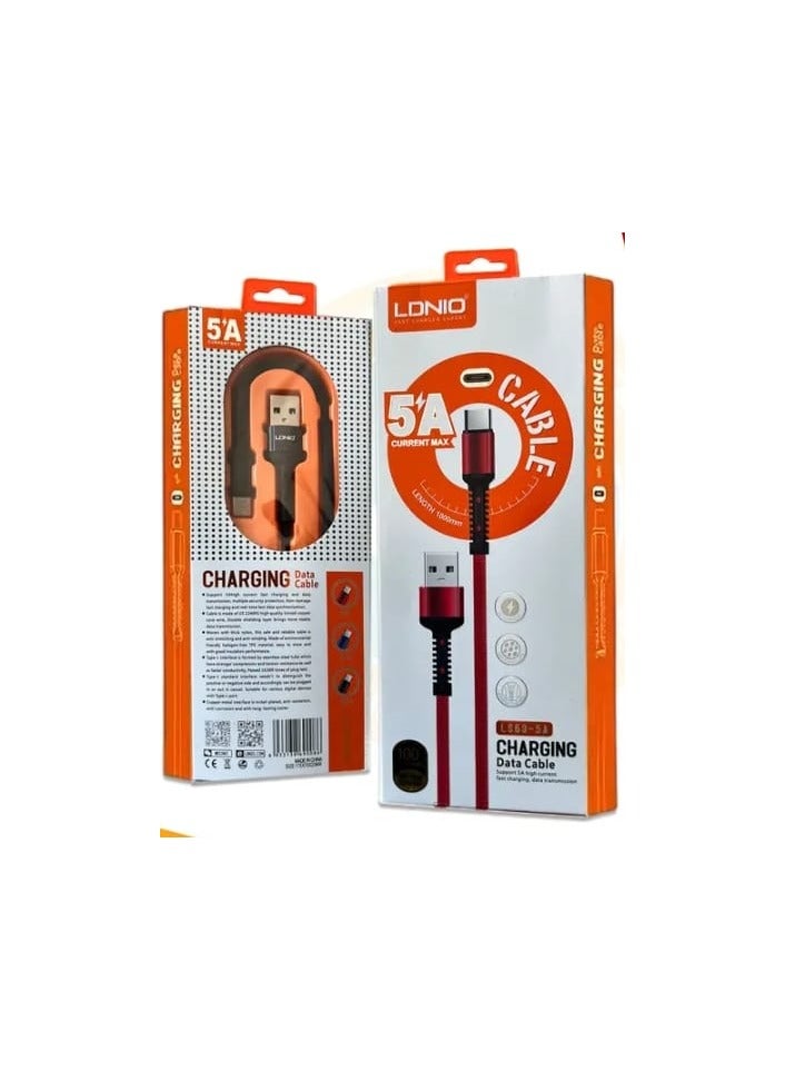 لدنيو كابل شاحن للشحن السريع usb x tabc بقوة 5 امبير 1 متر - Image 1