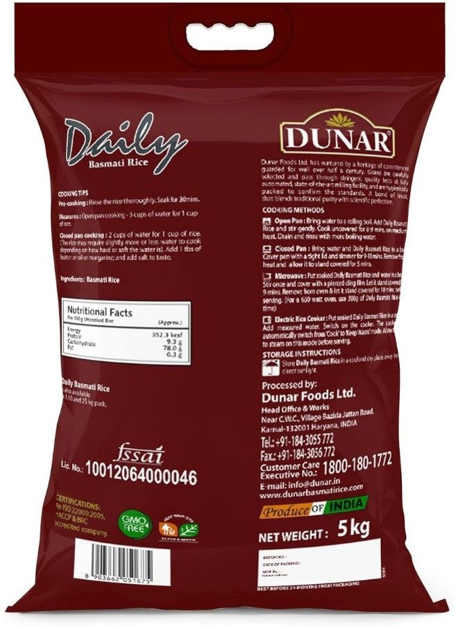 Dunar Daily Basmati Rice 5kg  - Image 2