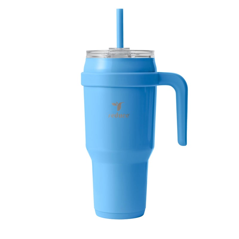 REDUCE Cold1 40 oz Tumbler with Handle Vacuum Insulated Stainless Steel Water Bottle for Home Office or Car Reusable Mug with Straw or Leakproof Flip Lid Keeps Drinks Cold All Day Oahu Blue