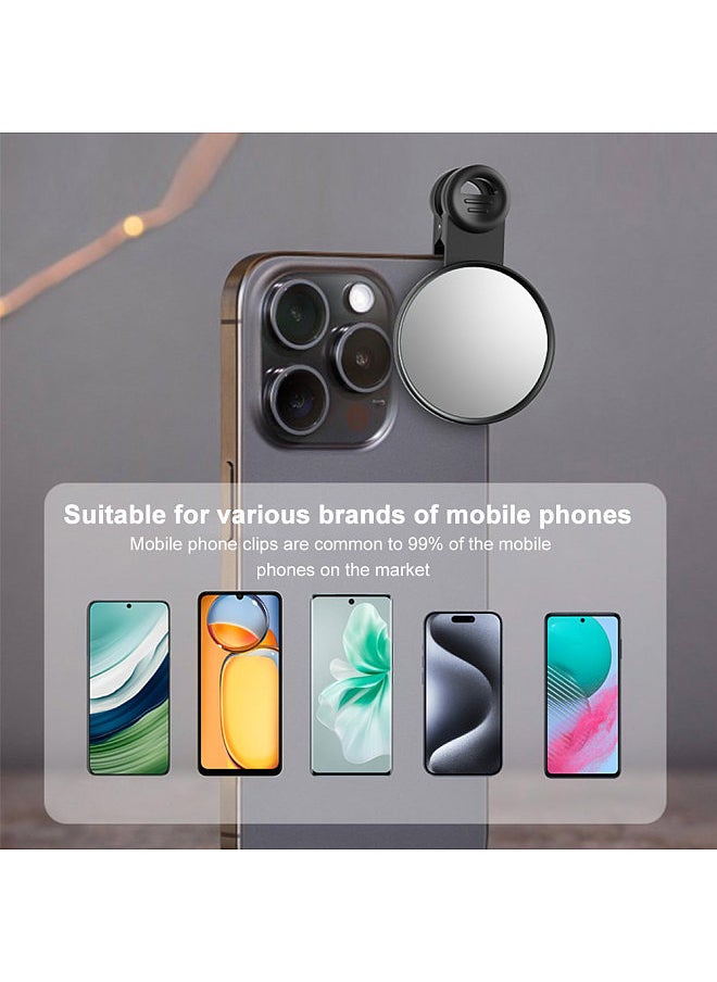 Generic - Clip-on Selfie Mirror for Phone Back Camera Universal Phone Selfie Mirror Replacement for iPhone 15/14/13/12/11 Android Smartphone Video Selfie Vlog Accessories with Carrying Bag Cleaning Cloth - Image 1