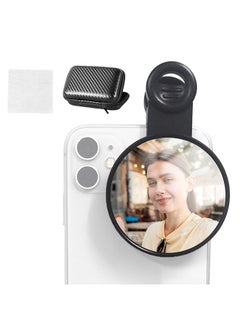 Clip-on Selfie Mirror for Phone Back Camera Universal Phone Selfie Mirror Replacement for iPhone 15/14/13/12/11 Android Smartphone Video Selfie Vlog Accessories with Carrying Bag Cleaning Cloth