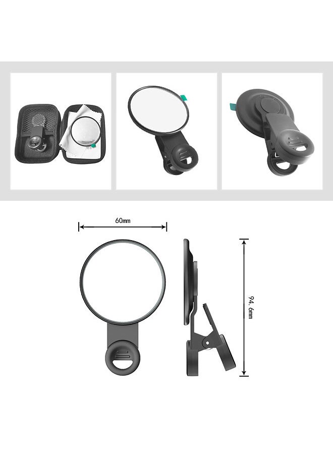 Generic - Clip-on Selfie Mirror for Phone Back Camera Universal Phone Selfie Mirror Replacement for iPhone 15/14/13/12/11 Android Smartphone Video Selfie Vlog Accessories with Carrying Bag Cleaning Cloth - Image 1