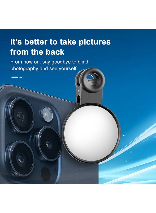 Generic - Clip-on Selfie Mirror for Phone Back Camera Universal Phone Selfie Mirror Replacement for iPhone 15/14/13/12/11 Android Smartphone Video Selfie Vlog Accessories with Carrying Bag Cleaning Cloth - Image 1