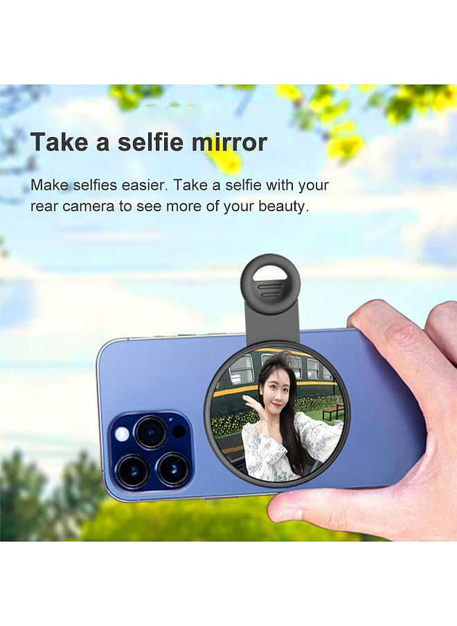 Generic - Clip-on Selfie Mirror for Phone Back Camera Universal Phone Selfie Mirror Replacement for iPhone 15/14/13/12/11 Android Smartphone Video Selfie Vlog Accessories with Carrying Bag Cleaning Cloth - Image 1