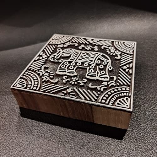 ecofynd Square Wood Block Stamps (Pack of 1), Wooden Blocks for Block Printing Stamp Set, Artistic Shapes Craft Kids Saree Border DIY Henna Fabric Textile Paper Clay Pottery Hand-Carved (BLOCK005) - Image 4