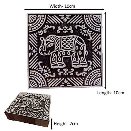 ecofynd Square Wood Block Stamps (Pack of 1), Wooden Blocks for Block Printing Stamp Set, Artistic Shapes Craft Kids Saree Border DIY Henna Fabric Textile Paper Clay Pottery Hand-Carved (BLOCK005) - Image 3