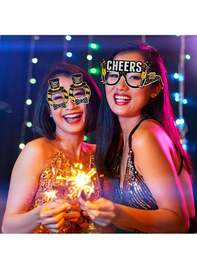 Wffo 2027 New Year Party Eyeglasses - 16 Pcs Eve Decorations Glasses Happy New Years Eve Party Photo Props Hello 2027 Novelty Paper Glasses Parties Favors Gift Supplies - Black and Gold Glitter Costume Decorations Supplies - Image 4