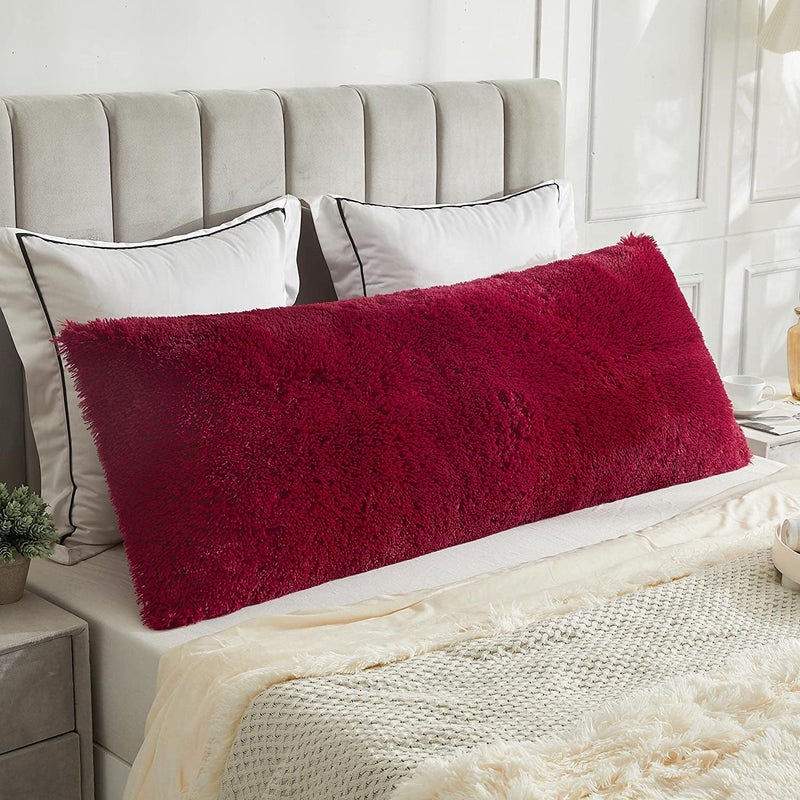 CottonFry Ultra Soft Velvet Body Solid Pillow Cover/Case Pillowcase with Hidden Zipper, Zippered Body Pillow Case (Red (Fur), 1 Pieces, 20x54), 53 x 137 cm, 250 TC - Image 5