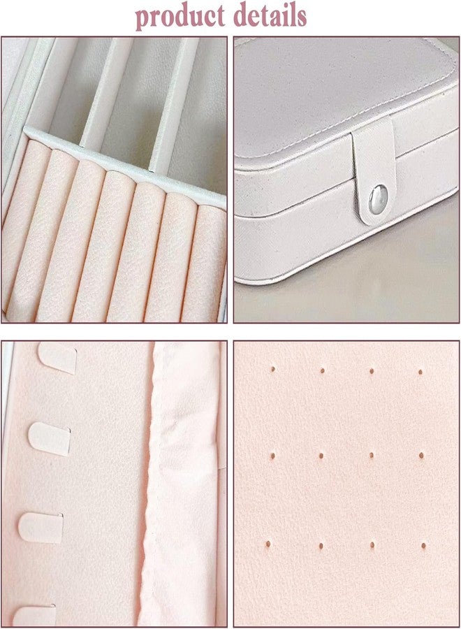 TRADY Jewellery Box Small Travel Jewelry Organiser Storage Case for Necklace Rings Bracelets Earrings Premium Faux PU Leather Double Layer Jewelry Boxes Jewellery Gift Box Girls Women (White) - Image 4