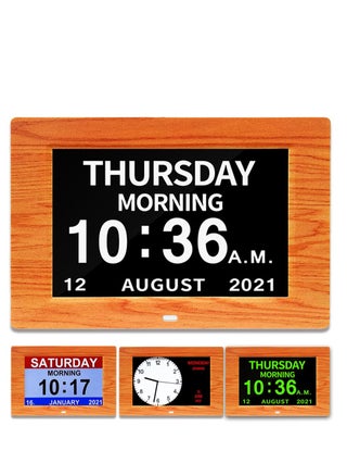 Digital Calendar Clock with Day and Date for Dementia Patients,  (7in Woodgrain)Elderly's Friendly Digital Clock Memory Loss Digital Calendar Clock High Contrast Digital Clock with Extra Large Display - pzsku/Z559CD4BC33BD4D8DFA6BZ/45/_/1708334742/bab98426-1dd4-4d3b-b705-1d94be9c5a9b