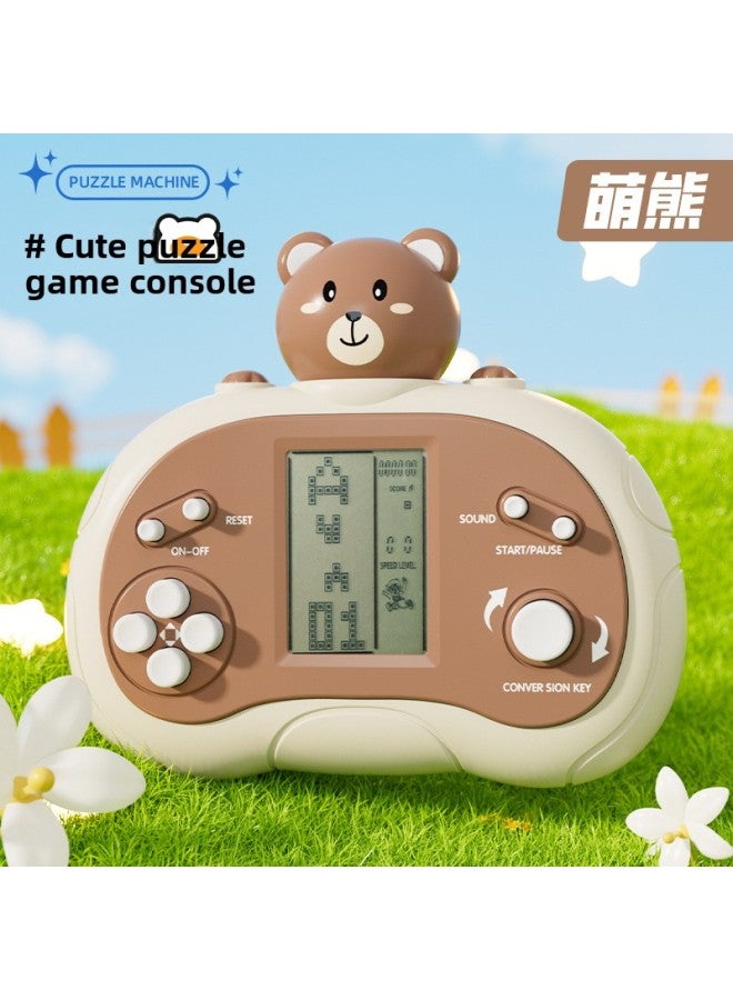 Tetris Game Toy Children's Retro Handheld Game Machine To Break Through The Competitive Fast Push Game Machine-Color:Russian Game Console [little Brown Bear] Does Not Come With Power  - Image 1