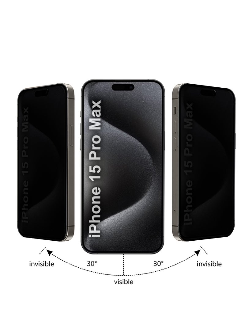 Privacy Screen Protector for iPhone 15 Pro Max – Magic Box Auto-Align, Full Glass, Anti-Spy, Case-Friendly