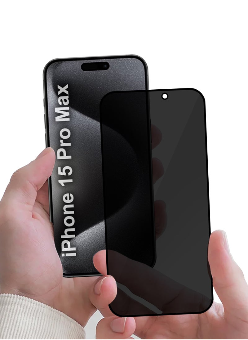 Privacy Screen Protector for iPhone 15 Pro Max – Magic Box Auto-Align, Full Glass, Anti-Spy, Case-Friendly