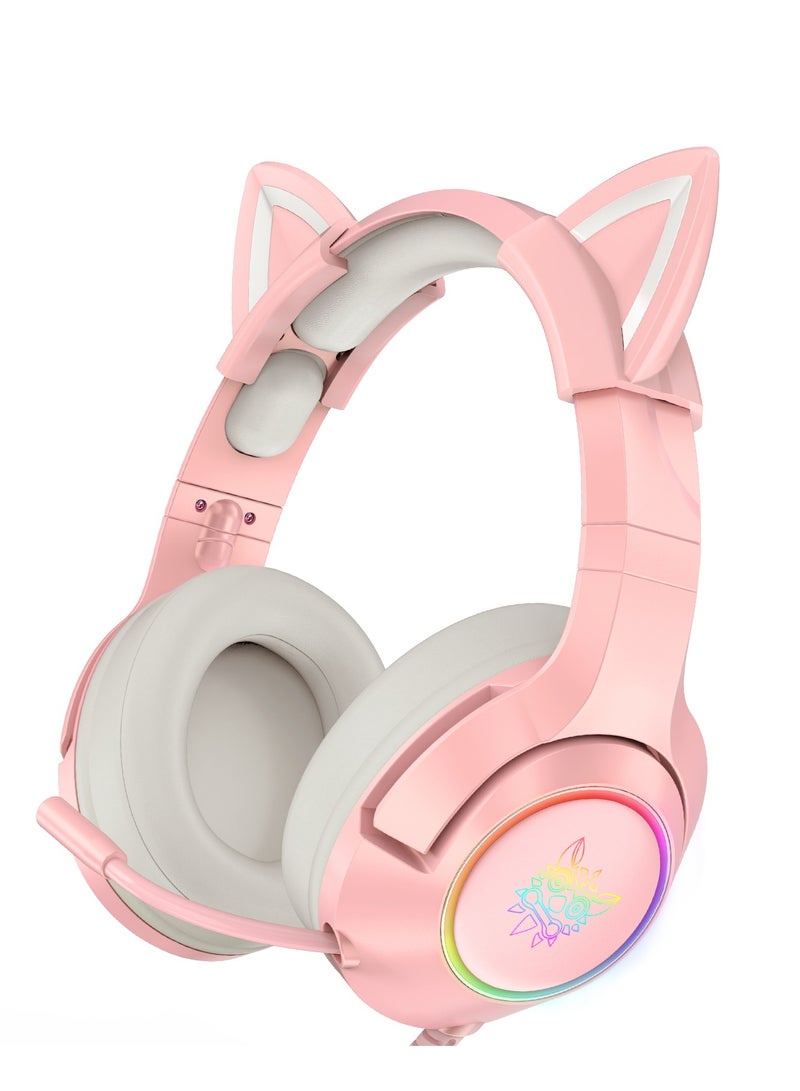 onikuma K9 Gaming Wired Headset With Microphone For PS4 /PS5 /XOne /XSeries /Nswitch /PC PINK - Image 1