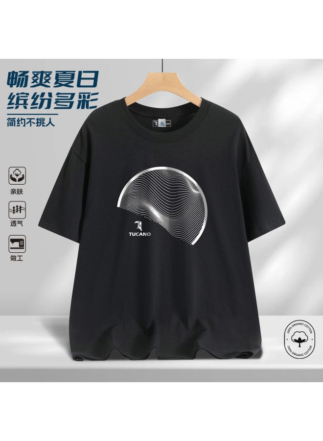Tucano men's Summer Comfortable Loose Casual Round Neck Short Sleeve T-shirt - Image 2