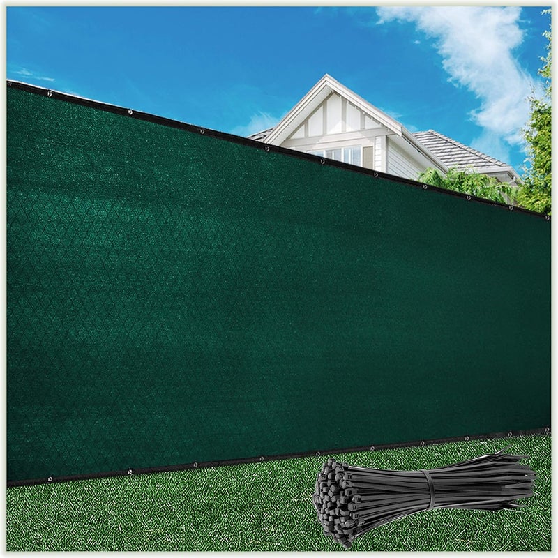 ColourTree 6' x 50' Green Fence Privacy Screen Windscreen Cover Fabric Shade Tarp Netting Mesh Cloth - Commercial Grade 170 GSM - Cable Zip Ties Included - We Make Custom Size - Image 1