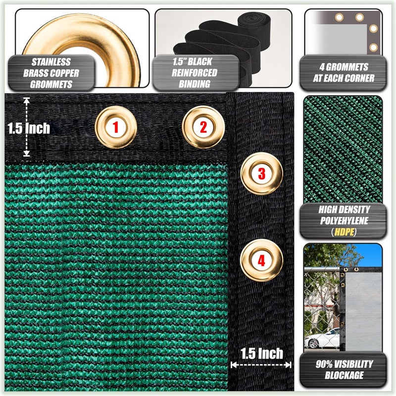 ColourTree 6' x 50' Green Fence Privacy Screen Windscreen Cover Fabric Shade Tarp Netting Mesh Cloth - Commercial Grade 170 GSM - Cable Zip Ties Included - We Make Custom Size - Image 3