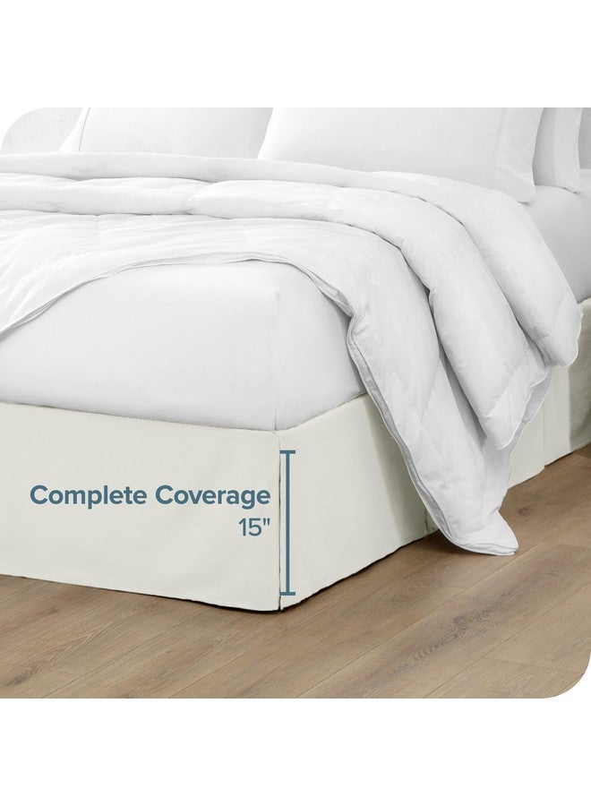 Bare Home Bare Home Bed Skirt Double Brushed Premium Microfiber, 15-Inch Tailored Drop Pleated Dust Ruffle, 1800 Ultra-Soft Collection, Shrink and Fade Resistant (Queen, Warm White) - Image 4