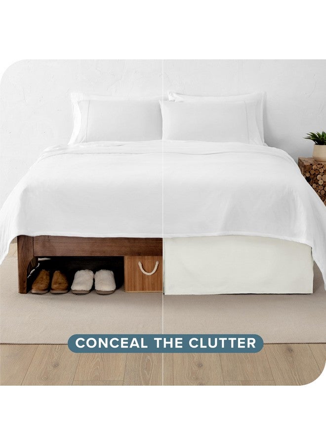 Bare Home Bare Home Bed Skirt Double Brushed Premium Microfiber, 15-Inch Tailored Drop Pleated Dust Ruffle, 1800 Ultra-Soft Collection, Shrink and Fade Resistant (Queen, Warm White) - Image 3