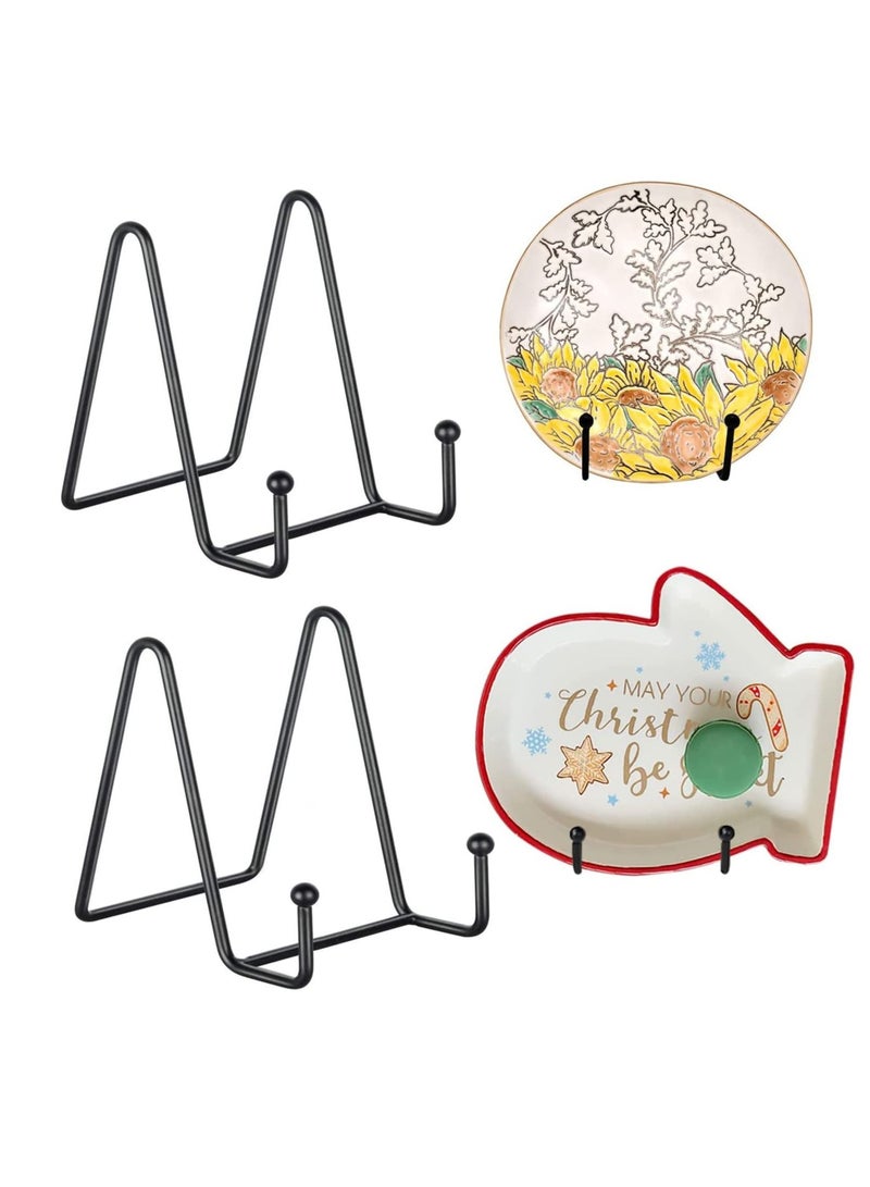 NIBEMINENT Plate Stands for Display - 3 Inch Holder Stand + Metal Frame Picture, Decorative Plate, Book, Photo Easel (2 Pack)  - Image 1