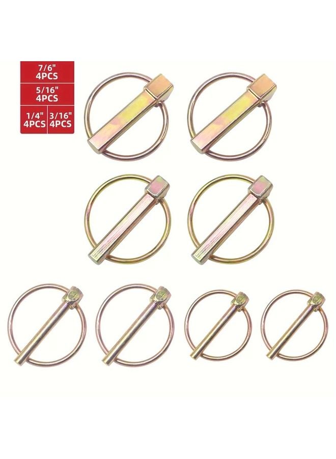 16pcs Heavy Duty Lynch Pins With Rings For Tractors Trailers Trucks Mowers - Image 1