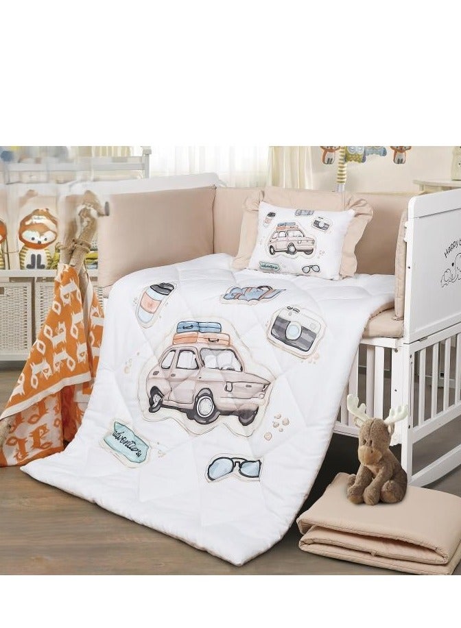 هورس مفرش سرير حواجز سرير اطفال 5 قطع صيفي ليمنح طفلك الراحة من المايكروفايبر ، 5 قطع مقاس اللحاف 132x104سم - Image 1