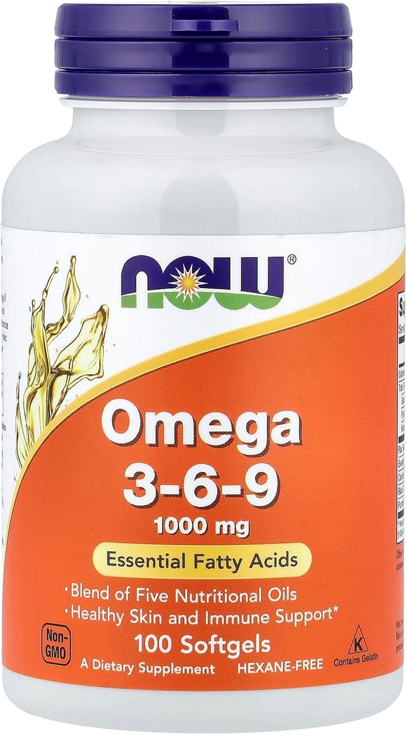 Now Foods Omega 3-6-9 Vitamin, 1000 Mg 100 Softgels - Image 1