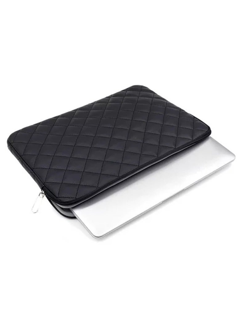 15.6 Inch Laptop Sleeve - Shockproof Laptop Sleeve - Laptop Shirt - Black Leather  - Image 3