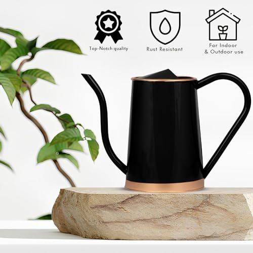Oriley 1.5 Liter Watering Can with Long Spout Garden Accessories Lightweight Sprayer for Indoor Outdoor Terrace Plants (Pack of 1, Black) - Image 2