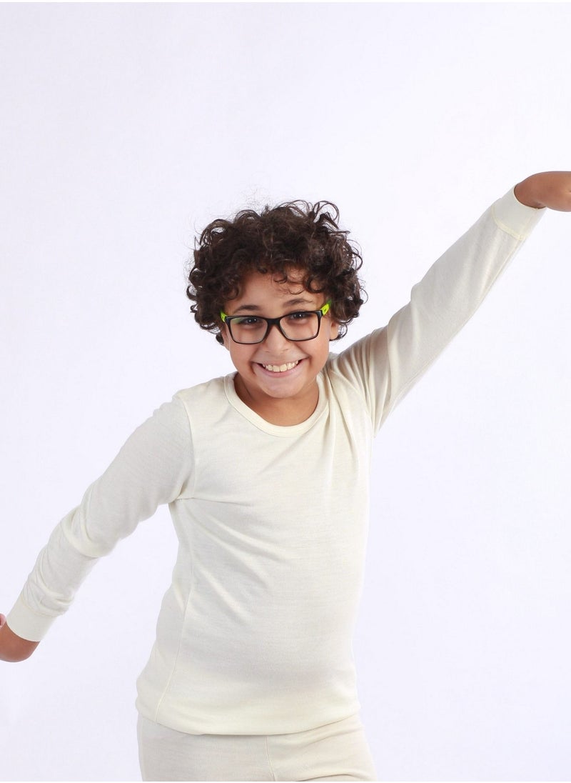 Jet - Jet Boys Underwear Wool Round Neck And Long Sleeves - Beige - Image 1
