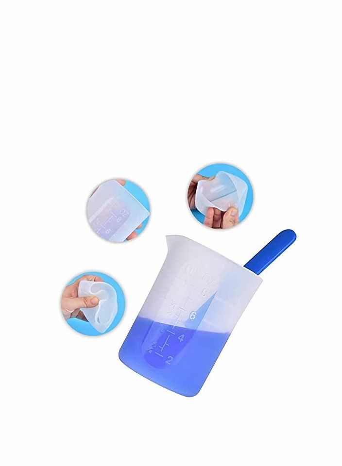 KASTWAVE Epoxy Resin Silicone Measuring Cup Set, Resin Mixing Cup, 4 Mixing Cups, 1 Silicone Cup, 2 Silicone Sticks, Suitable For Epoxy Molds And Acrylic Paint Casting Accessories - Image 2
