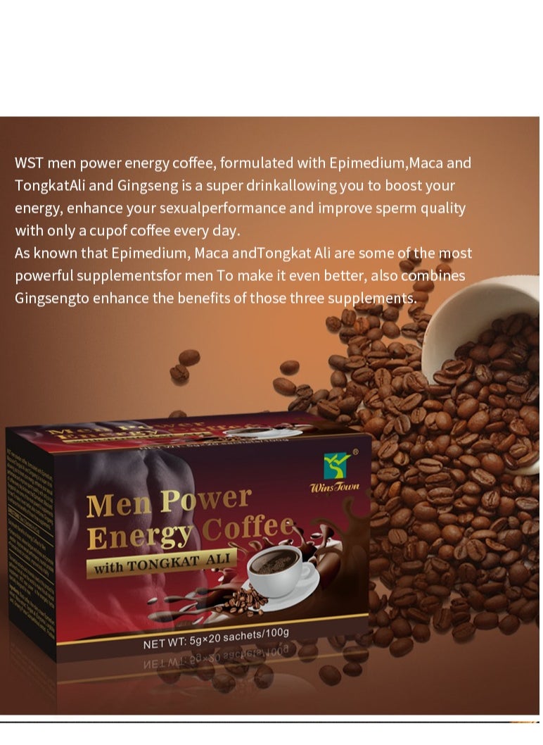 Wins Town Man X power custom coffee herbal healthy Organic herbs Instant Maca black Coffee for men 16 bags  - Image 3