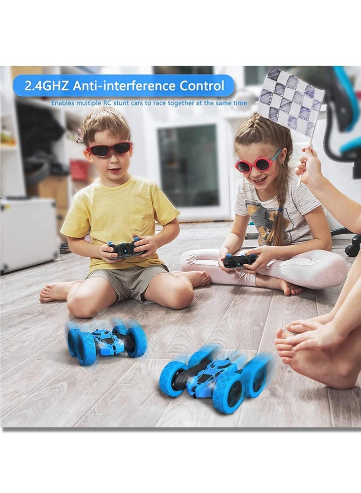 Metoo Remote Control Car, RC Cars with Sides Light Strip and Headlights, Double Sided 360°Rotating, 2.4GHz Electric Race Stunt Toy Car Rechargeable Toy Cars for Ages 4-12 Kids Toy, Boys Girls Birthday Gift - Image 3