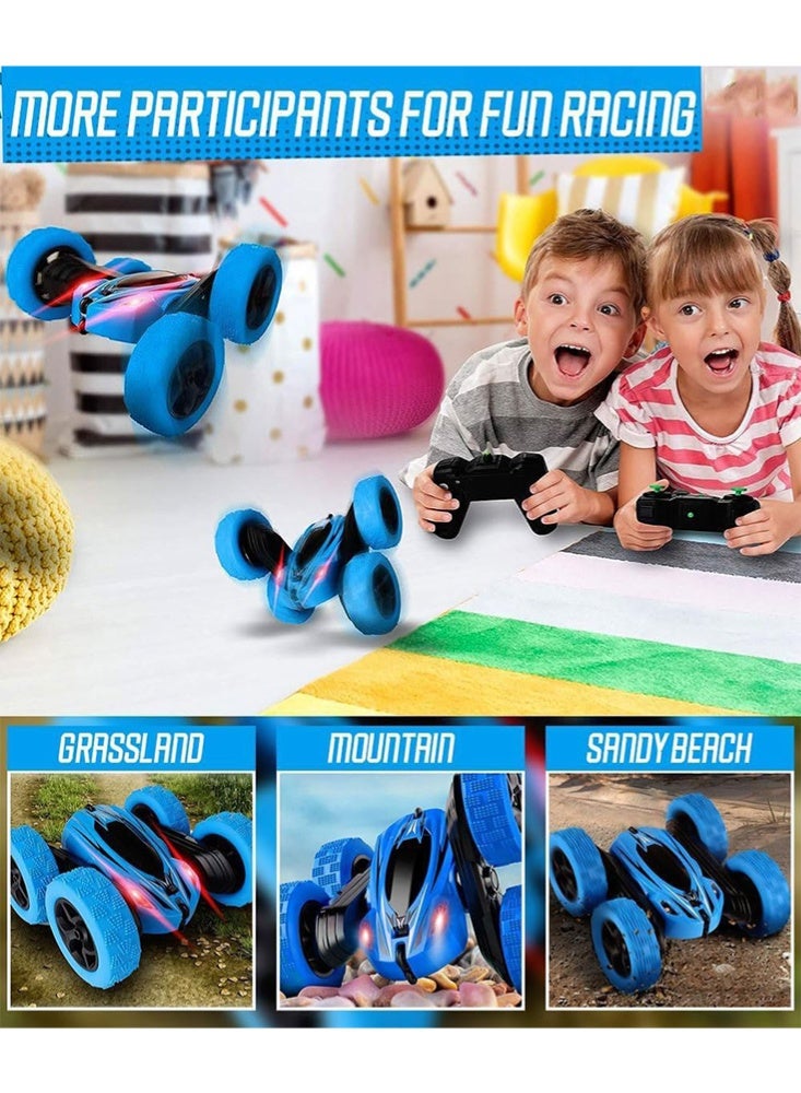 Metoo Remote Control Car, RC Cars with Sides Light Strip and Headlights, Double Sided 360°Rotating, 2.4GHz Electric Race Stunt Toy Car Rechargeable Toy Cars for Ages 4-12 Kids Toy, Boys Girls Birthday Gift - Image 2