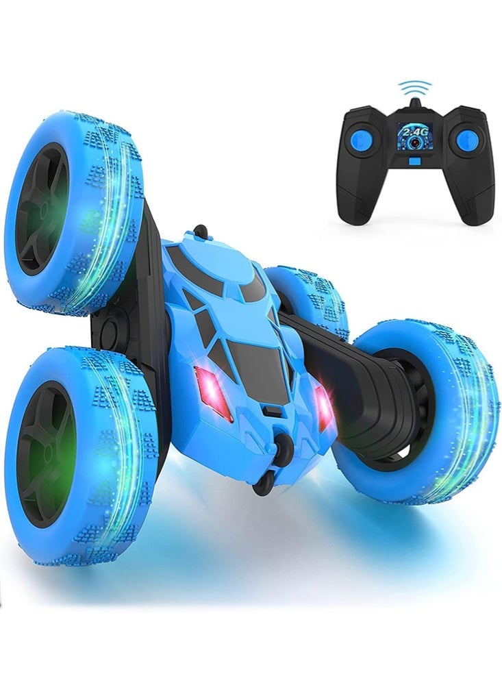 Metoo Remote Control Car, RC Cars with Sides Light Strip and Headlights, Double Sided 360°Rotating, 2.4GHz Electric Race Stunt Toy Car Rechargeable Toy Cars for Ages 4-12 Kids Toy, Boys Girls Birthday Gift - Image 1