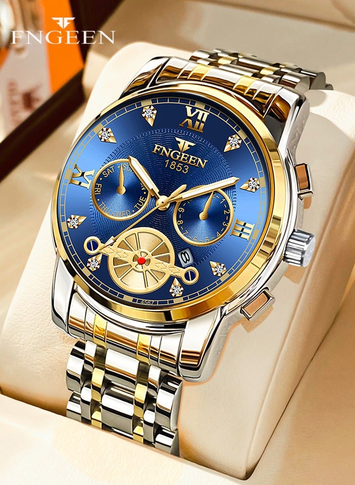 فنجين ساعات رجالية فاخرة، ساعة رياضية مقاومة للماء حتى 30 متر، ساعة يد مرصعة بالألماس - Image 1