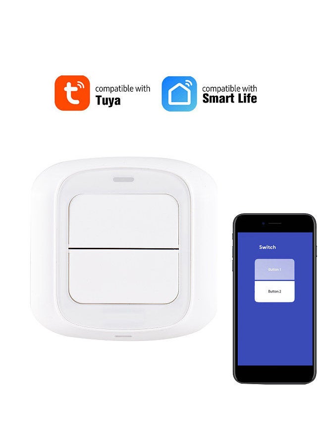 Wifi Dual Smart Scene Switch Push Button for DIY Home Automation Scene Linkage APP Remote Control Intelligent Light Switch Household Appliances Smart Control