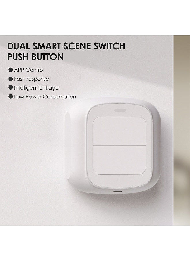 Wifi Dual Smart Scene Switch Push Button for DIY Home Automation Scene Linkage APP Remote Control Intelligent Light Switch Household Appliances Smart Control