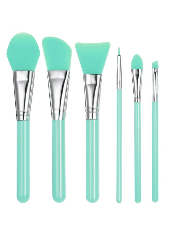 6-Piece Silicone Makeup Brush Set Green - Image 1