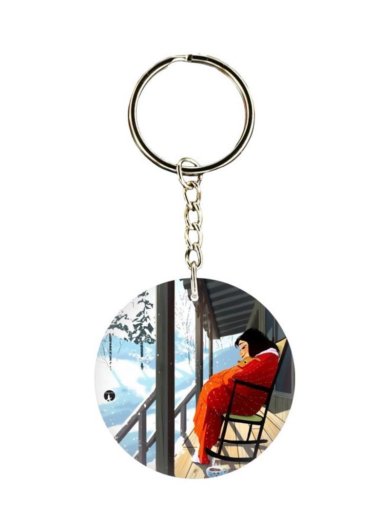 Cartoon Girl Printed Keychain