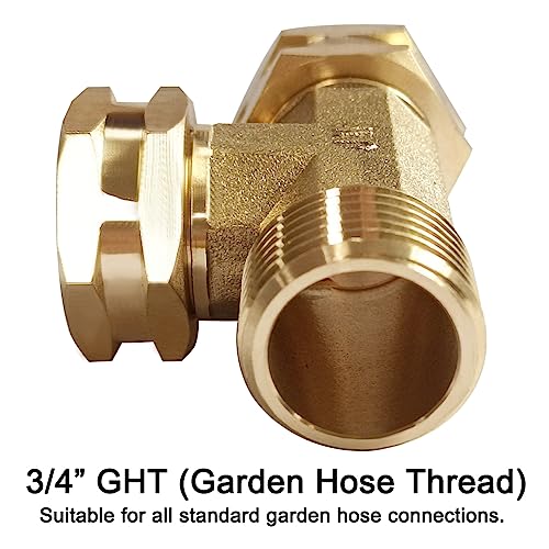 Joywayus 3/4 GHT Threaded Brass Swivel Pipe Fitting Tee T 3-way 3/4" GHT Female × 3/4" GHT Female × 3/4" GHT Male Adapter - Image 4