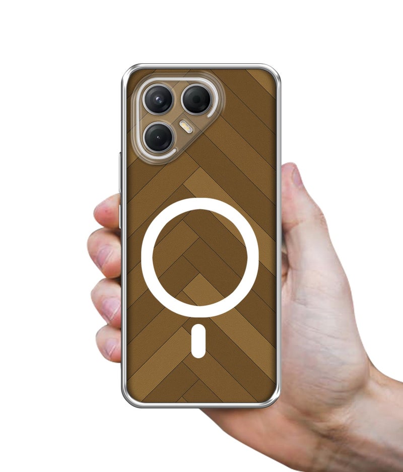 Casotec Case Cover for Tecno Pova 7 Pro 5G Wooden Herringbone MagSafe Ring Design (Not MagSafe Compatible) | UV Printed Soft TPU Shockproof Back Case for Tecno Pova 7 Pro 5G - Image 3