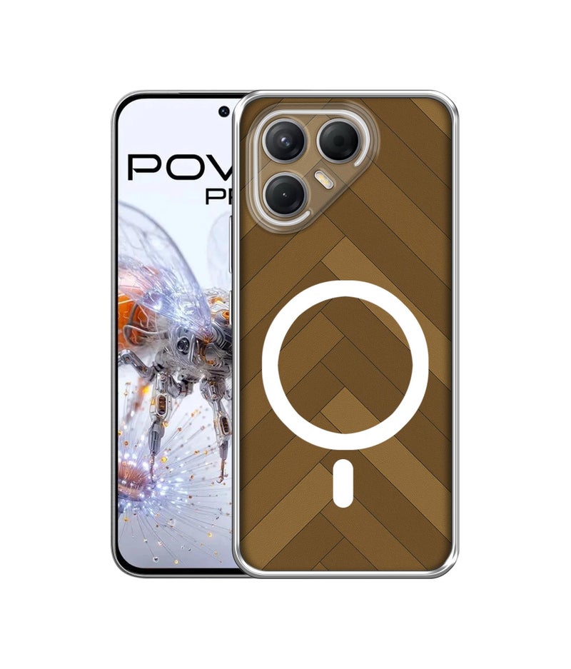 Casotec Case Cover for Tecno Pova 7 Pro 5G Wooden Herringbone MagSafe Ring Design (Not MagSafe Compatible) | UV Printed Soft TPU Shockproof Back Case for Tecno Pova 7 Pro 5G - Image 1
